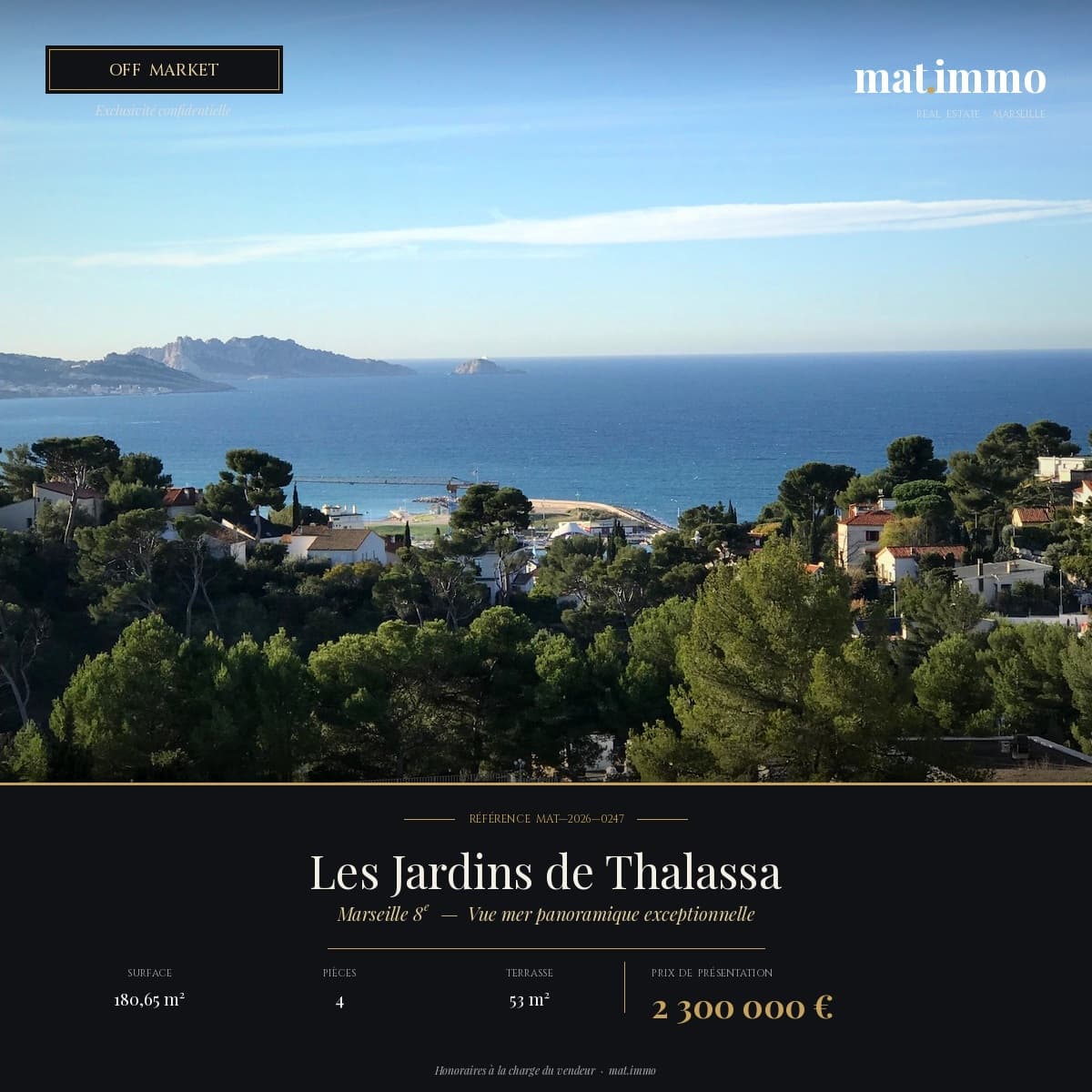 Appartement 180m² vue mer – Jardins de Thalassa – Marseille 8